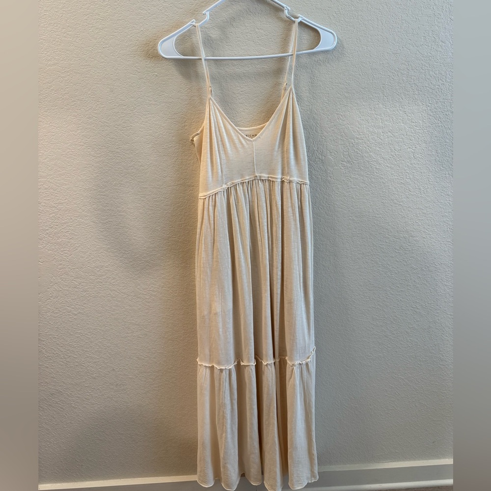 American Eagle Outfitters Cream Tiered Maxi Sundress